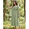 image:imageScarlet Darkness Women Renaissance Dress Split Bell Sleeve Cowl Neck Peasant Medieval DressLight Green