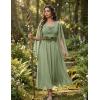 image:imageScarlet Darkness Women Renaissance Dress Split Bell Sleeve Cowl Neck Peasant Medieval DressLight Green