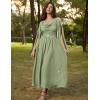 image:imageScarlet Darkness Women Renaissance Dress Split Bell Sleeve Cowl Neck Peasant Medieval DressLight Green