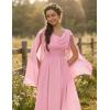 image:imageScarlet Darkness Women Renaissance Dress Split Bell Sleeve Cowl Neck Peasant Medieval DressLight Pink
