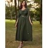 image:imageScarlet Darkness Women Renaissance Dress Split Bell Sleeve Cowl Neck Peasant Medieval DressOlive Green