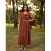 image:imageScarlet Darkness Women Renaissance Dress Split Bell Sleeve Cowl Neck Peasant Medieval DressRust
