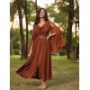 image:imageScarlet Darkness Women Renaissance Dress Split Bell Sleeve Cowl Neck Peasant Medieval DressRust