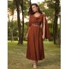 image:imageScarlet Darkness Women Renaissance Dress Split Bell Sleeve Cowl Neck Peasant Medieval DressRust