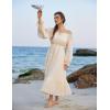 image:imageScarlet Darkness Women Renaissance Off Shoulder Split Sleeve Smocked Waist Tiered Maxi DressApricot