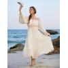 image:imageScarlet Darkness Women Renaissance Off Shoulder Split Sleeve Smocked Waist Tiered Maxi DressApricot