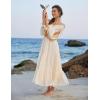 image:imageScarlet Darkness Women Renaissance Off Shoulder Split Sleeve Smocked Waist Tiered Maxi DressApricot