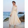 image:imageScarlet Darkness Women Renaissance Off Shoulder Split Sleeve Smocked Waist Tiered Maxi DressApricot