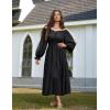 image:imageScarlet Darkness Women Renaissance Off Shoulder Split Sleeve Smocked Waist Tiered Maxi DressBlack