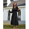 image:imageScarlet Darkness Women Renaissance Off Shoulder Split Sleeve Smocked Waist Tiered Maxi DressBlack