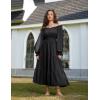 image:imageScarlet Darkness Women Renaissance Off Shoulder Split Sleeve Smocked Waist Tiered Maxi DressBlack