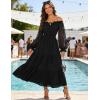 image:imageScarlet Darkness Women Renaissance Off Shoulder Split Sleeve Smocked Waist Tiered Maxi DressBlack