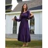 image:imageScarlet Darkness Women Renaissance Off Shoulder Split Sleeve Smocked Waist Tiered Maxi DressDark Purple