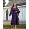 image:imageScarlet Darkness Women Renaissance Off Shoulder Split Sleeve Smocked Waist Tiered Maxi DressDark Purple
