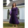 image:imageScarlet Darkness Women Renaissance Off Shoulder Split Sleeve Smocked Waist Tiered Maxi DressDark Purple