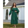 image:imageScarlet Darkness Women Renaissance Off Shoulder Split Sleeve Smocked Waist Tiered Maxi DressForest Green