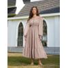 image:imageScarlet Darkness Women Renaissance Off Shoulder Split Sleeve Smocked Waist Tiered Maxi DressKhaki