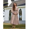 image:imageScarlet Darkness Women Renaissance Off Shoulder Split Sleeve Smocked Waist Tiered Maxi DressKhaki