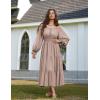 image:imageScarlet Darkness Women Renaissance Off Shoulder Split Sleeve Smocked Waist Tiered Maxi DressKhaki