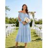 image:imageScarlet Darkness Women Renaissance Off Shoulder Split Sleeve Smocked Waist Tiered Maxi DressLight Blue