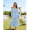 image:imageScarlet Darkness Women Renaissance Off Shoulder Split Sleeve Smocked Waist Tiered Maxi DressLight Blue