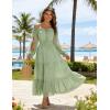 image:imageScarlet Darkness Women Renaissance Off Shoulder Split Sleeve Smocked Waist Tiered Maxi DressLight Green
