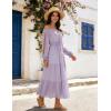 image:imageScarlet Darkness Women Renaissance Off Shoulder Split Sleeve Smocked Waist Tiered Maxi DressLight Purple