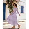 image:imageScarlet Darkness Women Renaissance Off Shoulder Split Sleeve Smocked Waist Tiered Maxi DressLight Purple