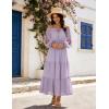 image:imageScarlet Darkness Women Renaissance Off Shoulder Split Sleeve Smocked Waist Tiered Maxi DressLight Purple