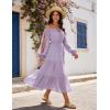 image:imageScarlet Darkness Women Renaissance Off Shoulder Split Sleeve Smocked Waist Tiered Maxi DressLight Purple
