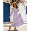 image:imageScarlet Darkness Women Renaissance Off Shoulder Split Sleeve Smocked Waist Tiered Maxi DressLight Purple