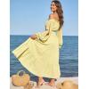 image:imageScarlet Darkness Women Renaissance Off Shoulder Split Sleeve Smocked Waist Tiered Maxi DressLight Yellow