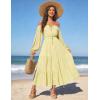 image:imageScarlet Darkness Women Renaissance Off Shoulder Split Sleeve Smocked Waist Tiered Maxi DressLight Yellow