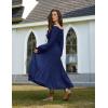 image:imageScarlet Darkness Women Renaissance Off Shoulder Split Sleeve Smocked Waist Tiered Maxi DressNavy Blue