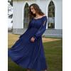 image:imageScarlet Darkness Women Renaissance Off Shoulder Split Sleeve Smocked Waist Tiered Maxi DressNavy Blue