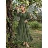 image:imageScarlet Darkness Women Renaissance Off Shoulder Split Sleeve Smocked Waist Tiered Maxi DressOlive Green
