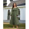 image:imageScarlet Darkness Women Renaissance Off Shoulder Split Sleeve Smocked Waist Tiered Maxi DressOlive Green