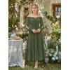 image:imageScarlet Darkness Women Renaissance Off Shoulder Split Sleeve Smocked Waist Tiered Maxi DressOlive Green