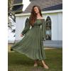 image:imageScarlet Darkness Women Renaissance Off Shoulder Split Sleeve Smocked Waist Tiered Maxi DressOlive Green