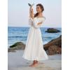 image:imageScarlet Darkness Women Renaissance Off Shoulder Split Sleeve Smocked Waist Tiered Maxi DressWhite