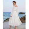 image:imageScarlet Darkness Women Renaissance Off Shoulder Split Sleeve Smocked Waist Tiered Maxi DressWhite