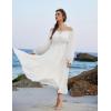 image:imageScarlet Darkness Women Renaissance Off Shoulder Split Sleeve Smocked Waist Tiered Maxi DressWhite
