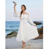 image:imageScarlet Darkness Women Renaissance Off Shoulder Split Sleeve Smocked Waist Tiered Maxi DressWhite