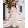 image:imageScarlet Darkness Women Renaissance Off Shoulder Split Sleeve Smocked Waist Tiered Maxi DressWhite