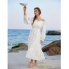 image:imageScarlet Darkness Women Renaissance Off Shoulder Split Sleeve Smocked Waist Tiered Maxi DressWhite