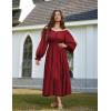 image:imageScarlet Darkness Women Renaissance Off Shoulder Split Sleeve Smocked Waist Tiered Maxi DressWine