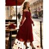 image:imageScarlet Darkness Women Renaissance Off Shoulder Split Sleeve Smocked Waist Tiered Maxi DressWine