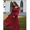 image:imageScarlet Darkness Women Renaissance Off Shoulder Split Sleeve Smocked Waist Tiered Maxi DressWine