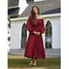 image:imageScarlet Darkness Women Renaissance Off Shoulder Split Sleeve Smocked Waist Tiered Maxi DressWine