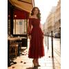 image:imageScarlet Darkness Women Renaissance Off Shoulder Split Sleeve Smocked Waist Tiered Maxi DressWine
